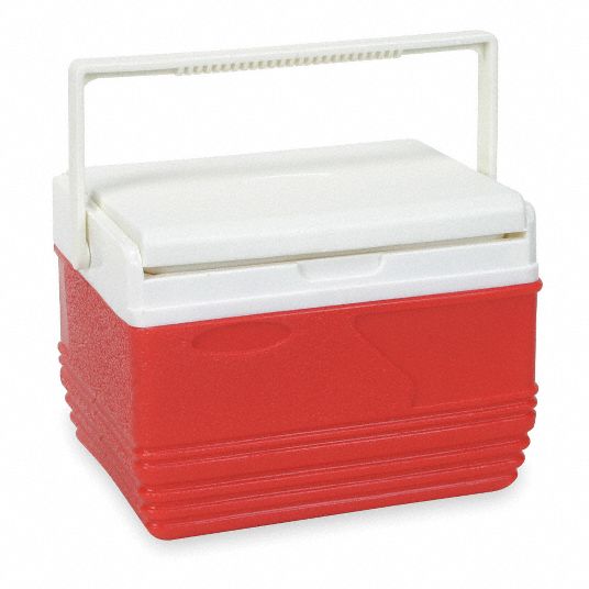 GRAINGER APPROVED Personal Cooler: 4.8 qt Cooler Capacity, 10 1/8 in  Exterior Lg, Red