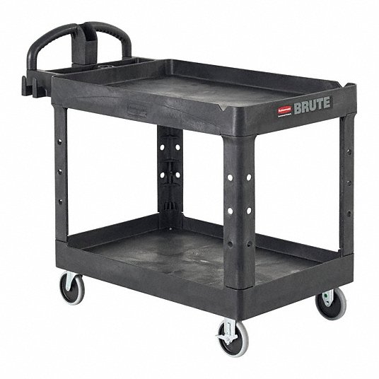 Rubbermaid Commercial Heavy-Duty 2-Shelf Utility Cart, Black