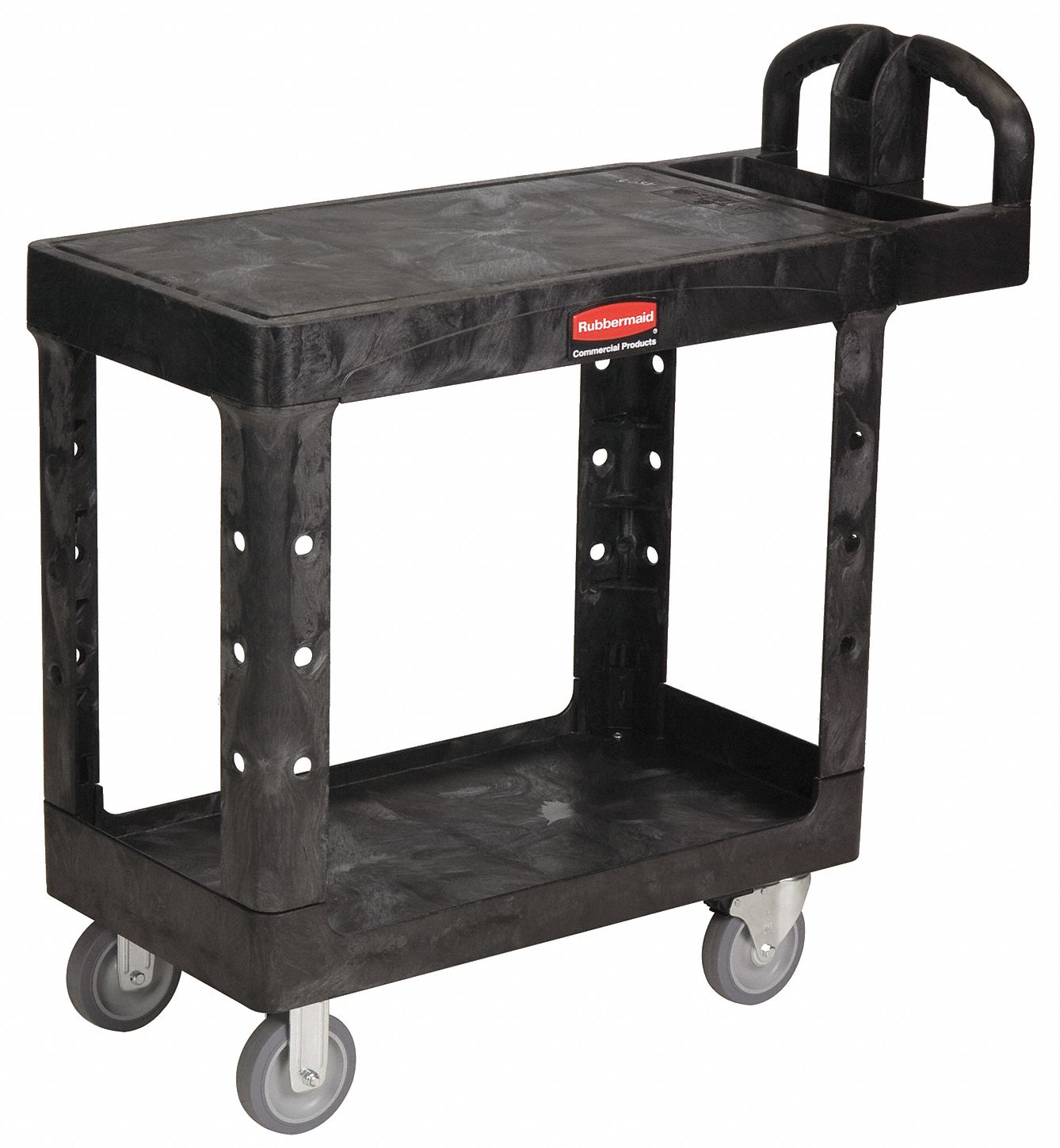 Black Medium 2-Shelf Lipped Shelves with Casters Rubbermaid Commercial Products FG452089BLA Heavy-Duty Utility Cart 