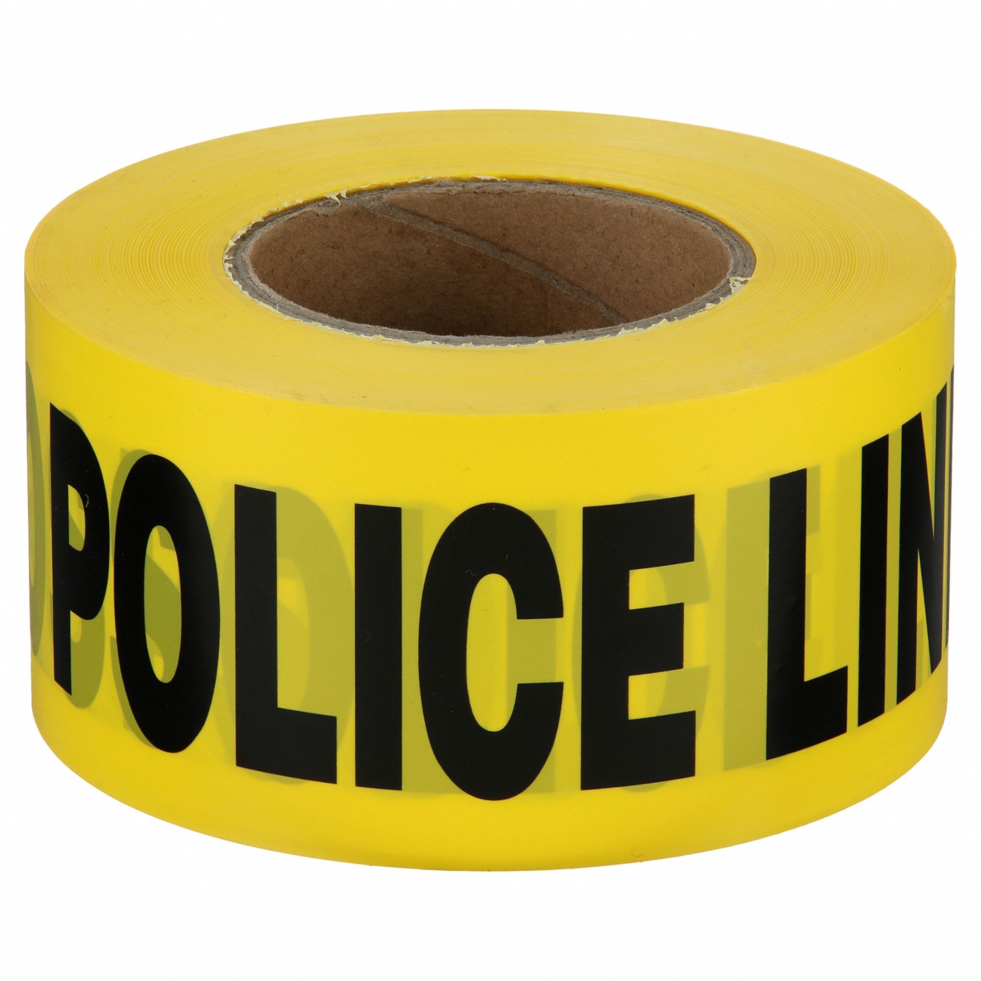 BARRICADE TAPE, 1,000 FT L, 3 IN W, POLICE LINE DO NOT CROSS LEGEND, POLYETHYLENE, BLACK, YELLOW
