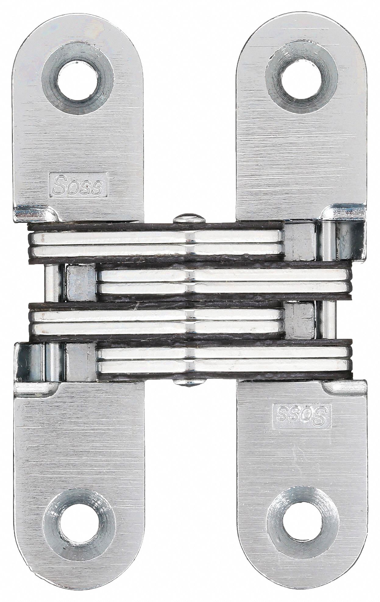 Concealed Hinge: 2 3/4 in Leaf Ht, 5/8 in Leaf Wd, Full Mortise Mounting, 2 Holes per Leaf