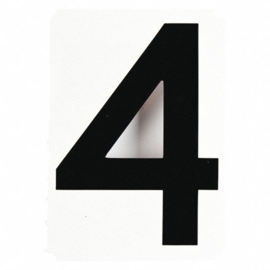 BRADY Carded Number, 4, Black, 4 in Character Height, 10 PK - 4AD85 ...