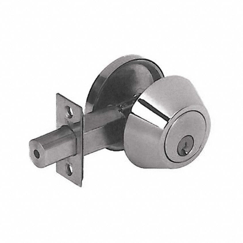 Single Cylinder Deadbolt: Cylindrical, 1 3/4 in Door Thick - Max, Stainless Steel