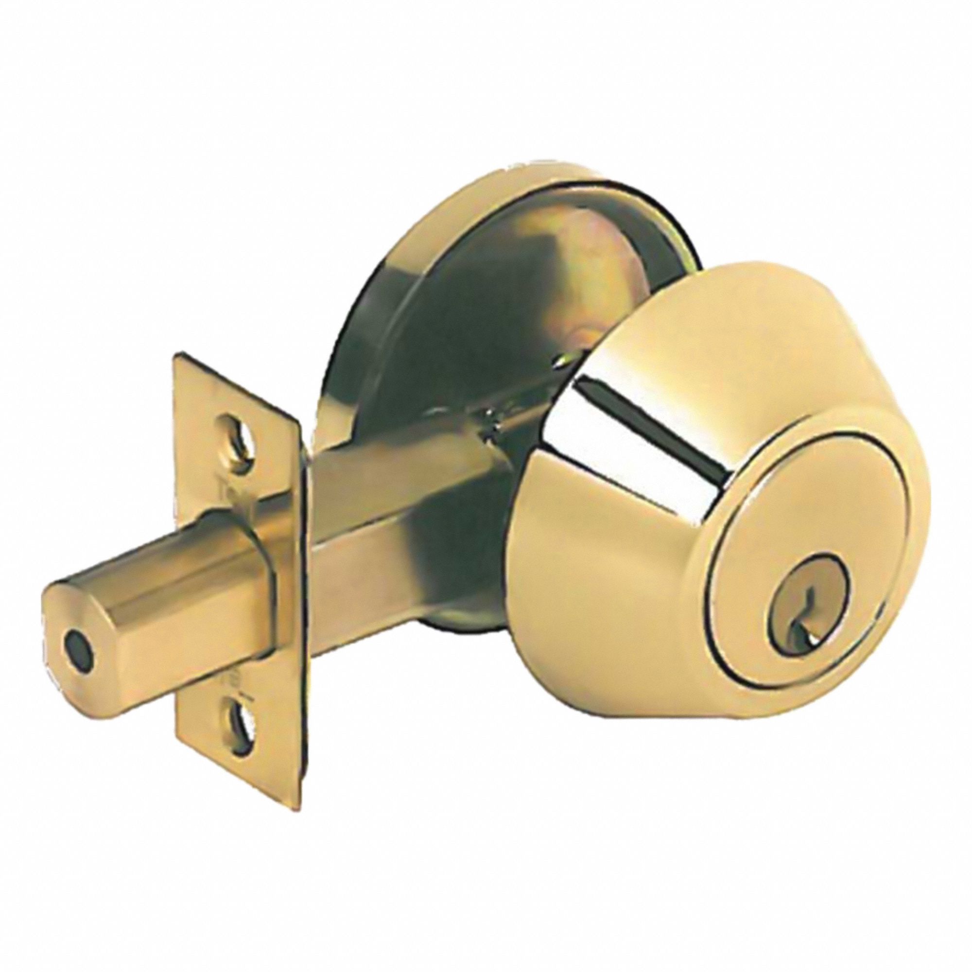 Single Cylinder Deadbolt: Cylindrical, 1 3/4 in Door Thick - Max, Brass