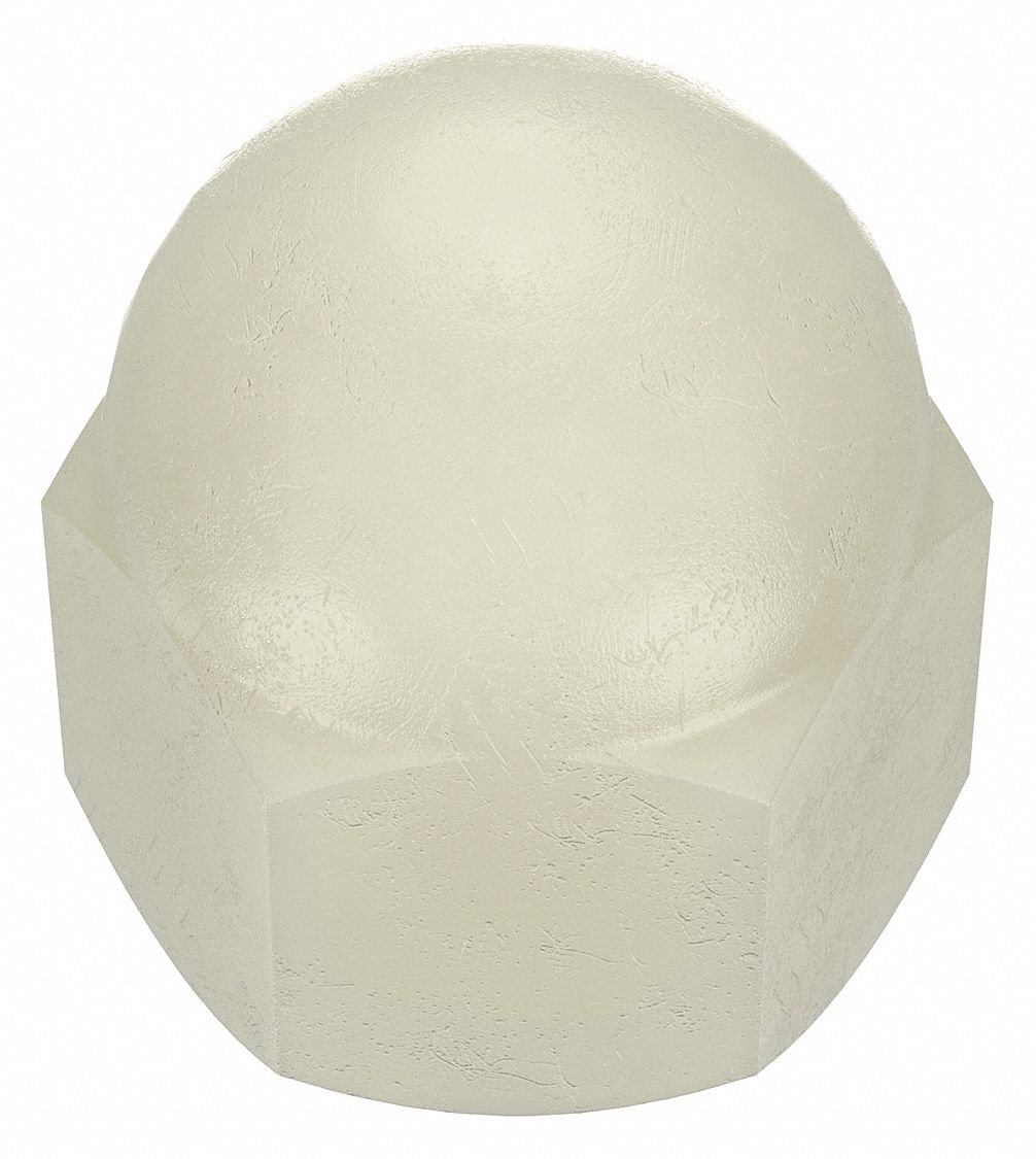 Cap Nut: #8-32 Thread, Plain, Nylon, 0.375 in Ht, 21/64 in Hex Wd, 25 PK