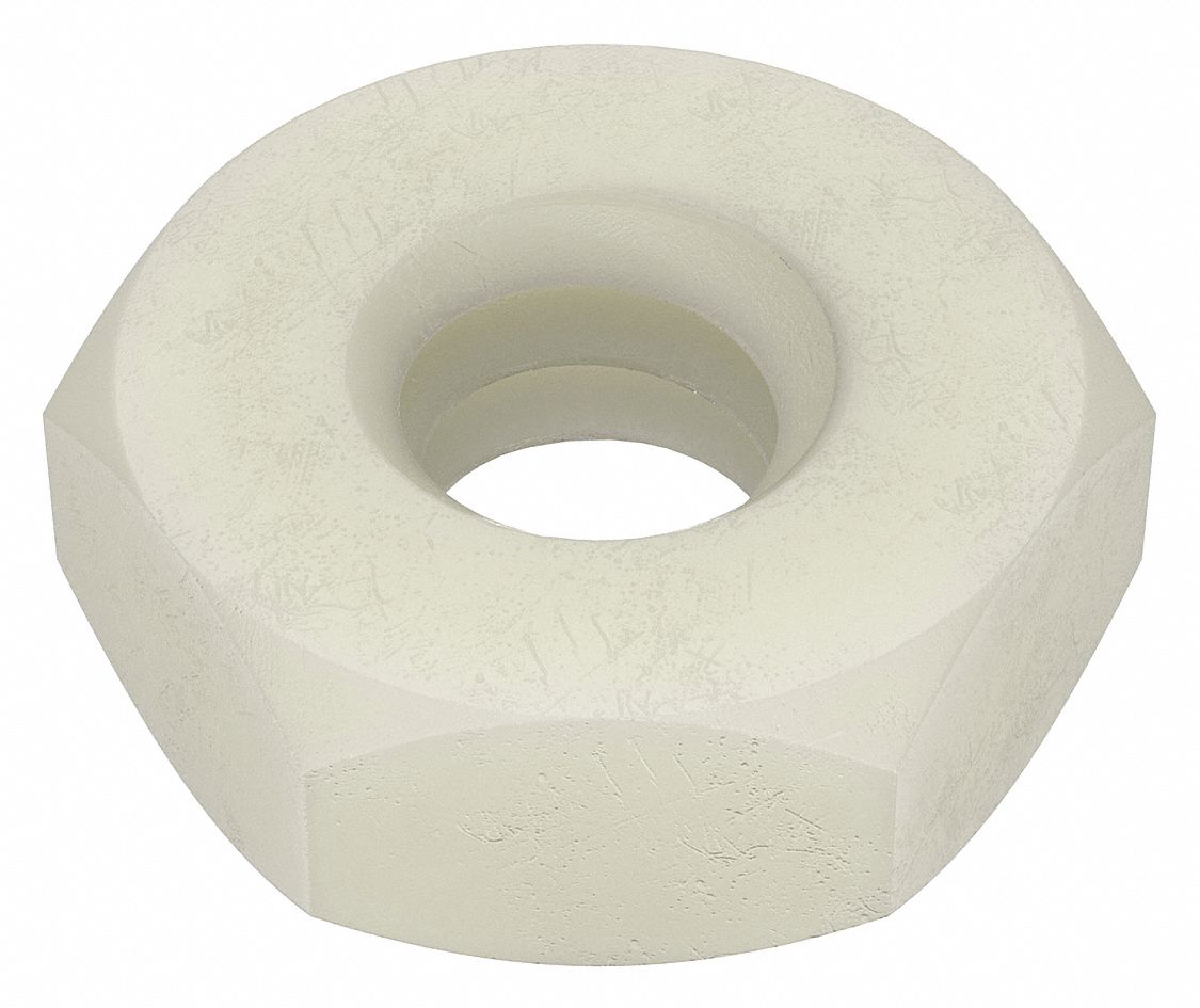 HEX NUT, #10-24 THREAD, 23/64 IN HEX W, 9/64 IN HEX H, NYLON, 6/6, PLAIN FINISH, 25 PK