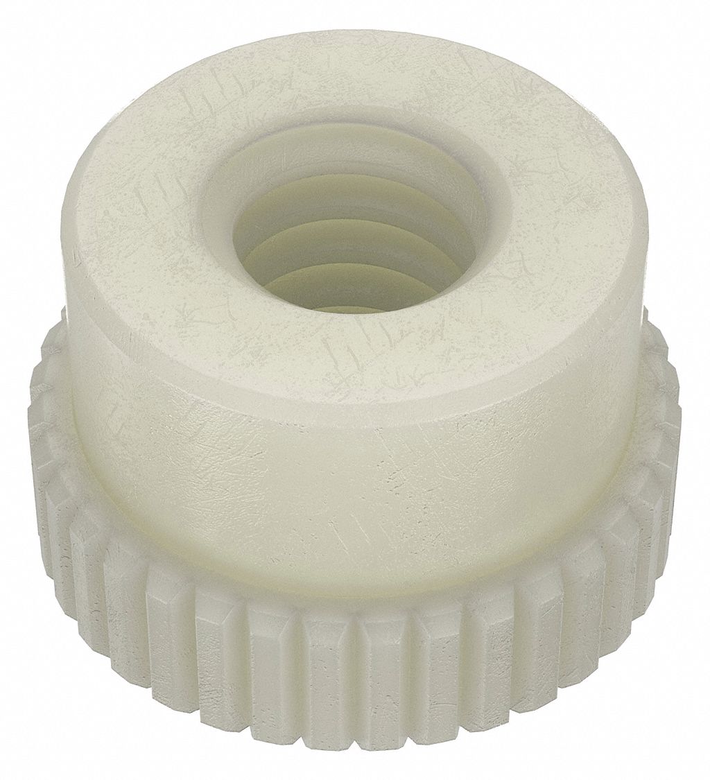 THUMB NUT, ¼"-20 THREAD, NYLON, 6/6, PLAIN, ROUND, 5/32 IN HEAD H, 15/32 IN BASE DIA, 10 PK