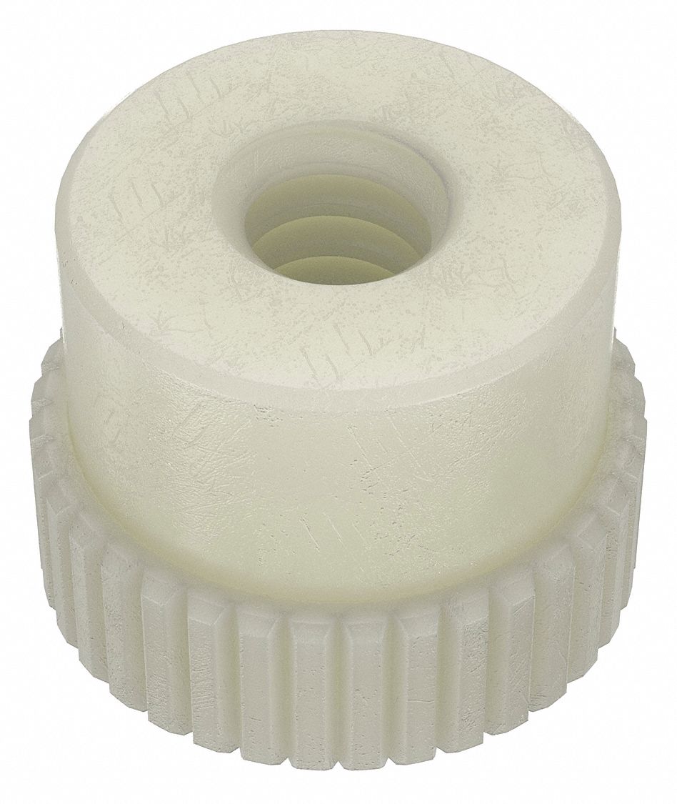 Thumb Nut: #6-32 Thread Size, Nylon, 6/6, Plain, Round, 0.125 in Head Ht, 9/32 in Overall Ht, 10 PK