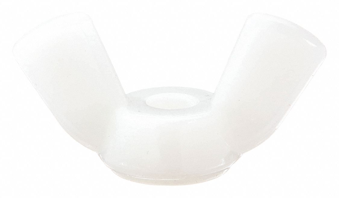 Wing Nut: M5x0.80 Thread Size, Nylon, Plain, 57/64 in Max Wing Span, 0.48 mm Overall Ht, 10 PK