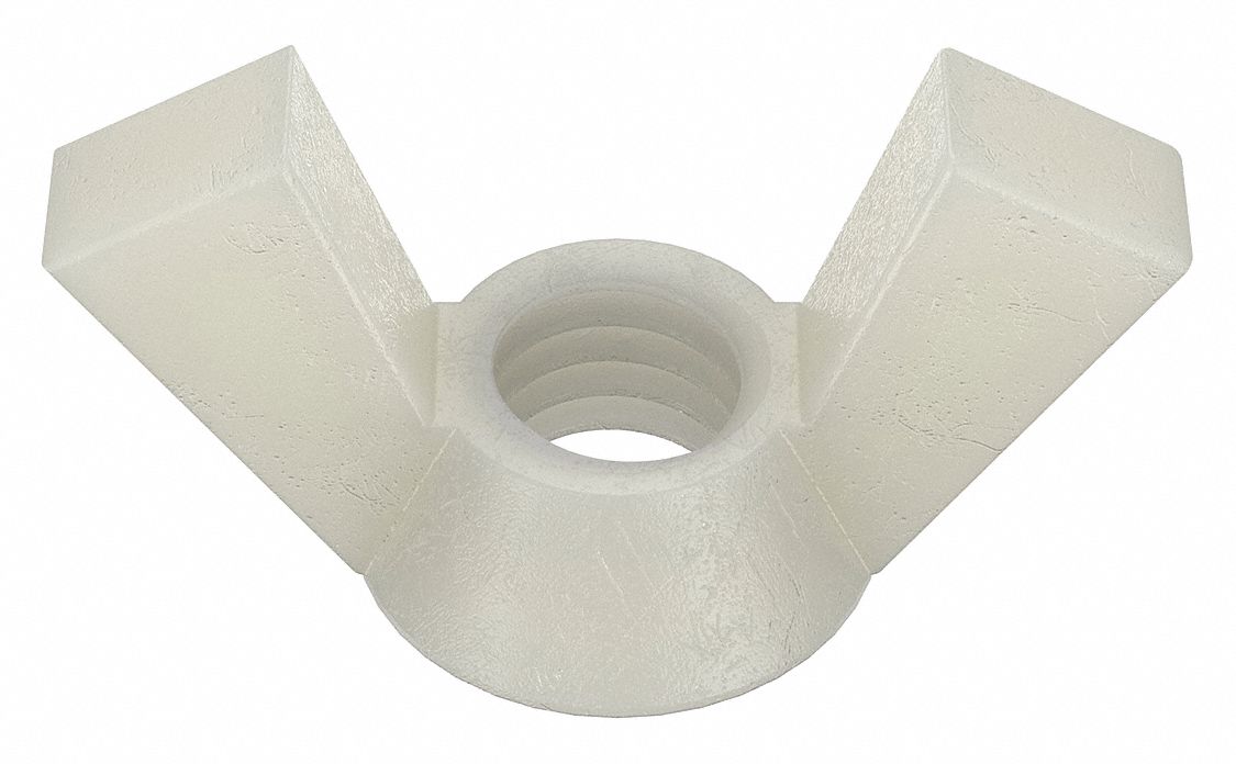 WING NUT, ⅜"-16 THREAD, NYLON, 6/6, PLAIN, 1⅜ IN MAX WING SPAN, 0.72 IN OVERALL H, 10 PK