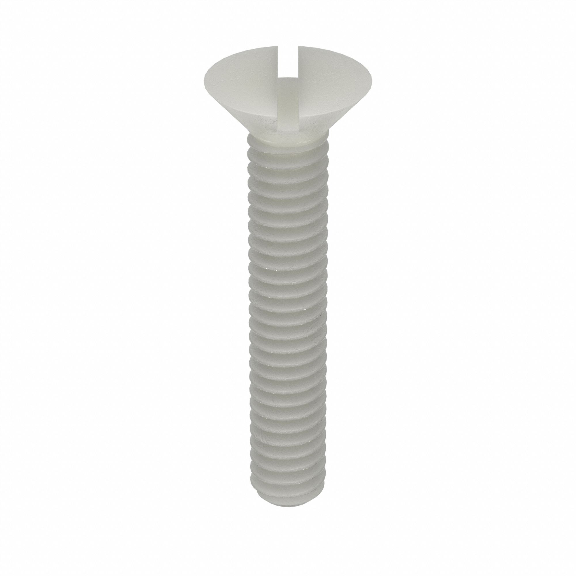 Machine Screw: 1/4"-20 Thread Size, 1 11/32 in Lg, Nylon, Plain, Flat, Slotted, Machine Screw, 50 PK