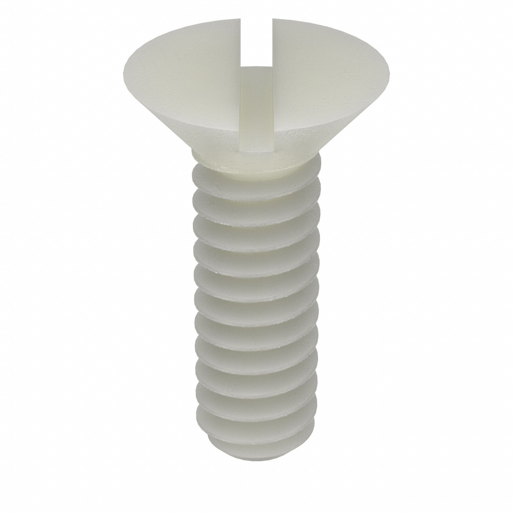 Machine Screw: #4-40 Thread Size, 19/64 in Lg, Nylon, Plain, Flat, Slotted, Machine Screw, 50 PK
