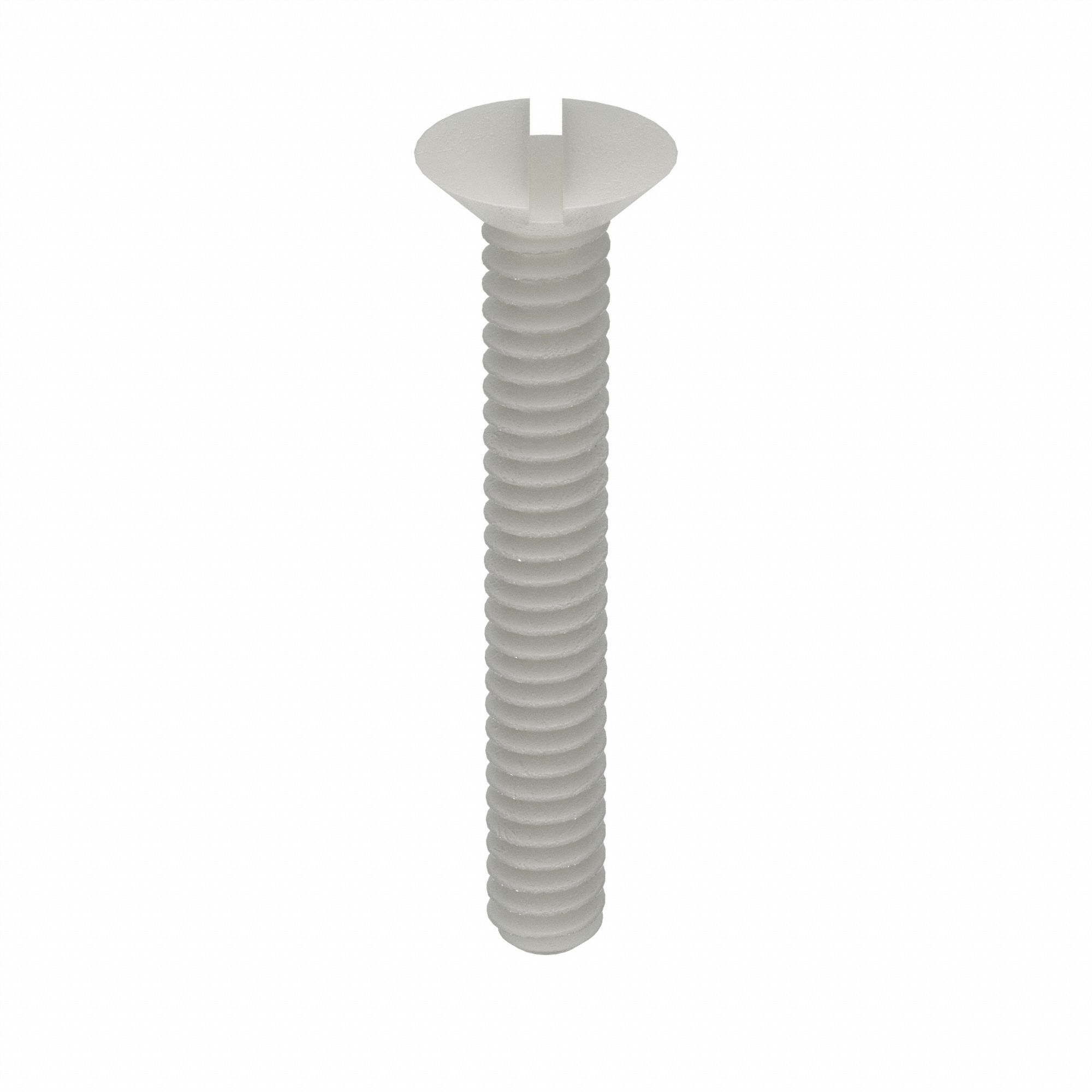 Machine Screw: #6-32 Thread Size, 15/16 in Lg, Nylon, Plain, Flat, Slotted, Machine Screw, 50 PK
