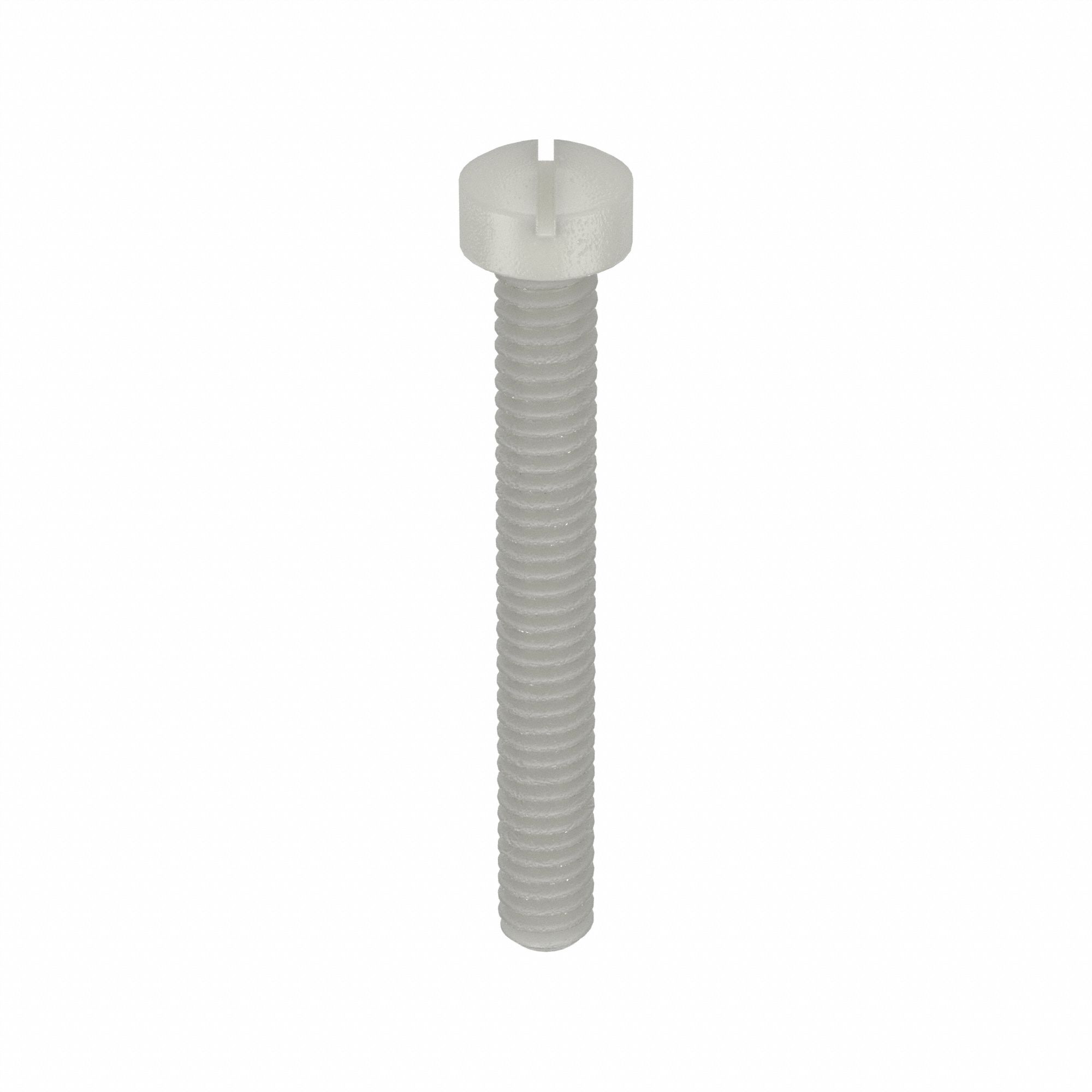 Machine Screw: 1/4"-20 Thread Size, 2 in Lg, Nylon, Plain, Fillister, Slotted, Machine Screw, 50 PK
