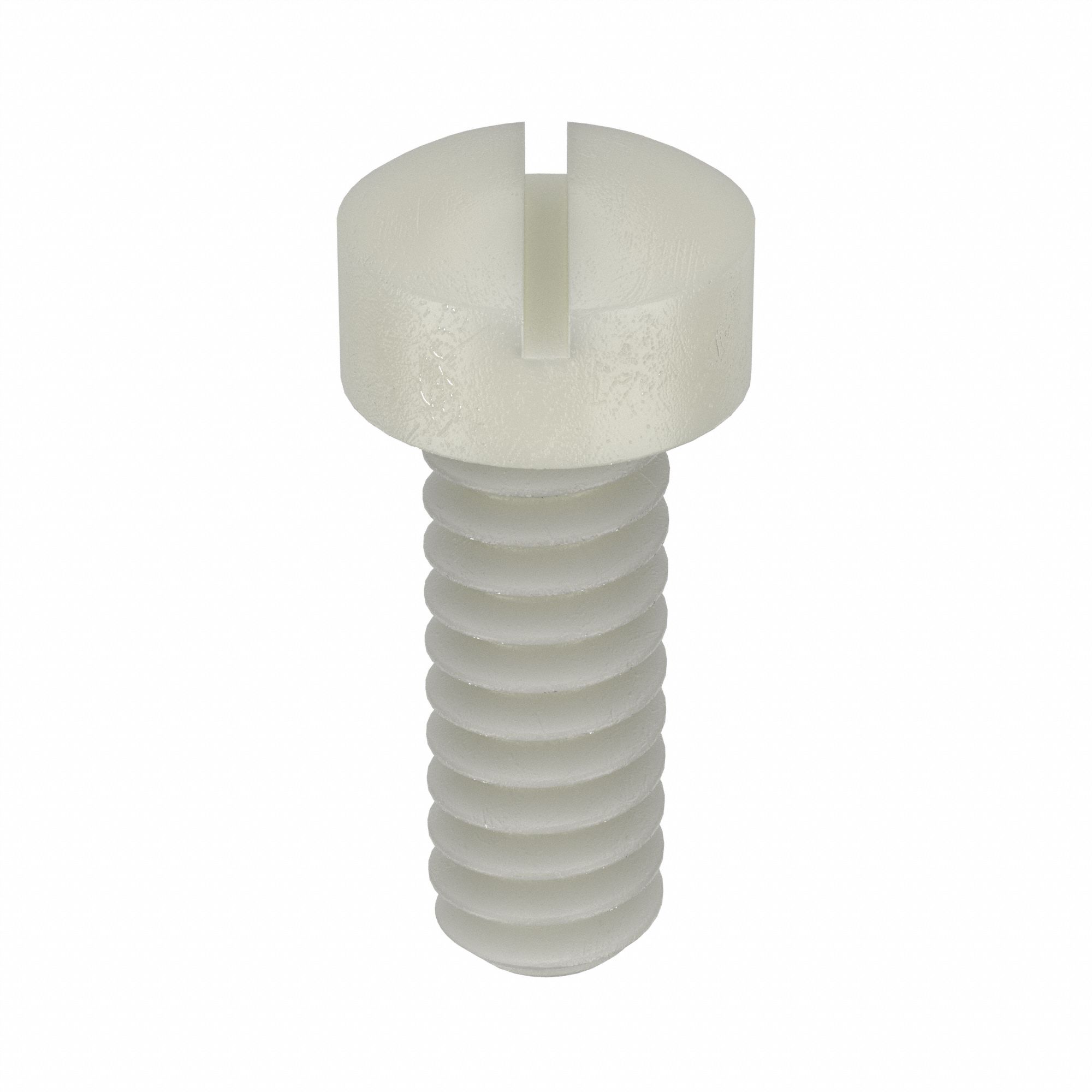 MACHINE SCREW, #6-32 THREAD SIZE, ⅜ IN L, NYLON, PLAIN FINISH, FILLISTER, SLOTTED, INCH, 50 PK