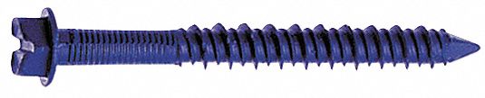 Concrete Anchor Screw: 4 in Overall Lg, 1/4 in Dia, Steel, Blue Ruspert, Hex, 600 PK