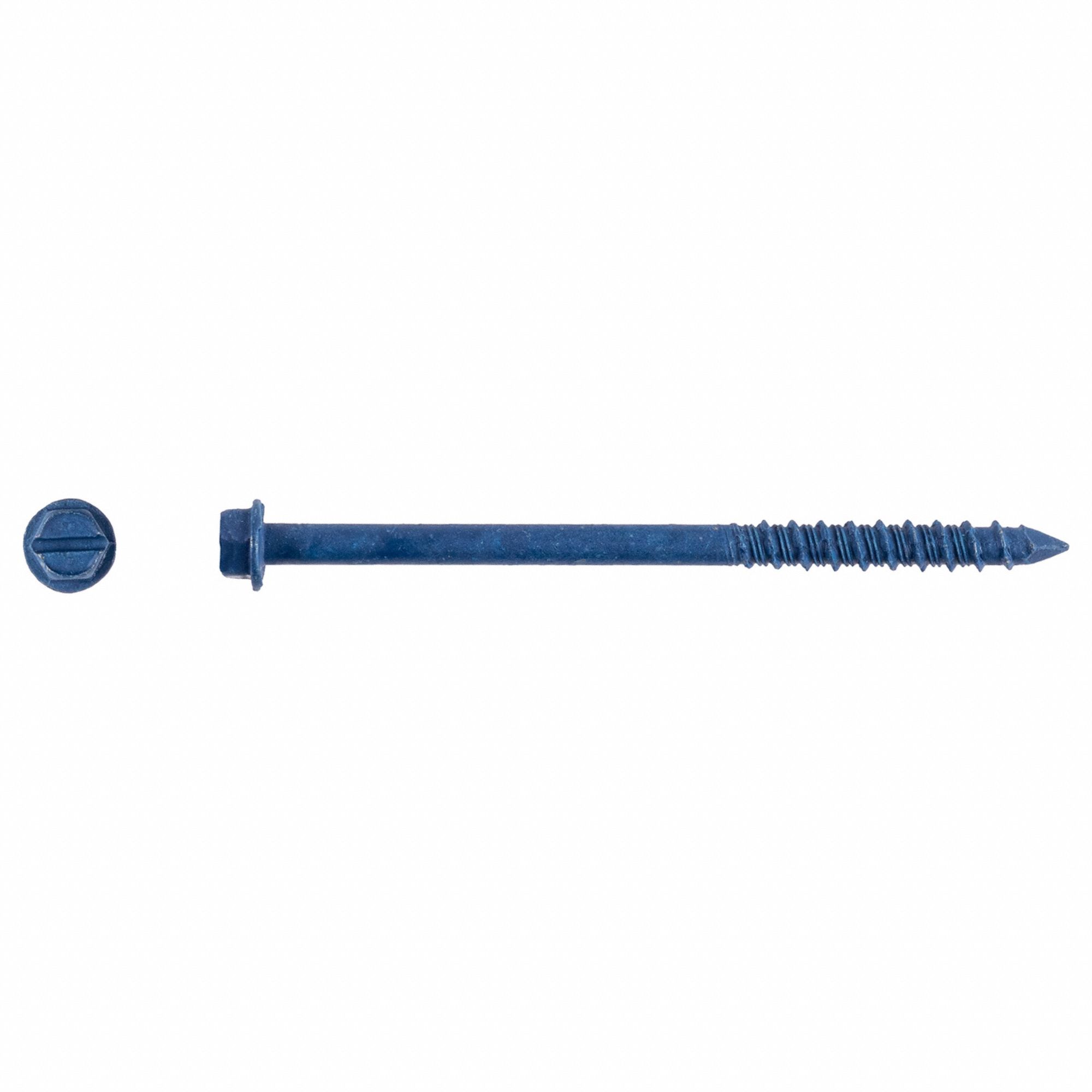 Concrete Anchor Screw: 3 3/4 in Overall Lg, 1/4 in Dia, Steel, External Hex, Hex, 100 PK