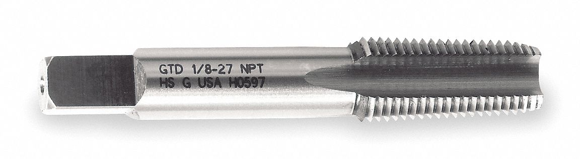 Pipe and Conduit Thread Tap NPTF Thread Size 1/8-27 Overall Length 2.1200 High Speed Steel