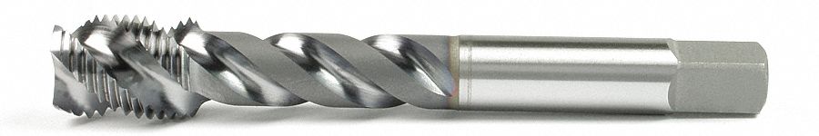 Spiral Flute Tap: #8-32 Thread Size, 1/4 in Thread Lg, 2 3/32 in Overall Lg, Modified Bottoming