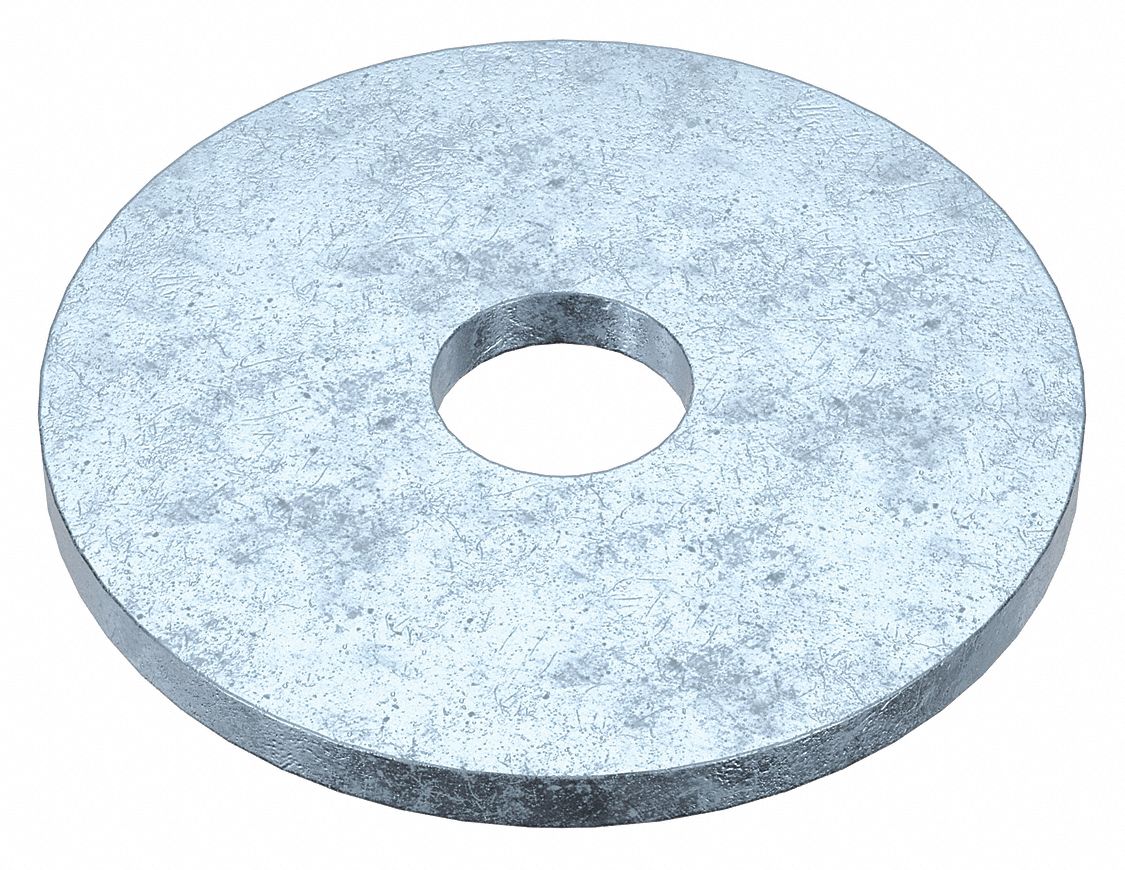 FENDER WASHER, FOR #8 SCREW, STEEL, GRADE 2, ZINC PLATED, 0.188 IN ID, 50 PK