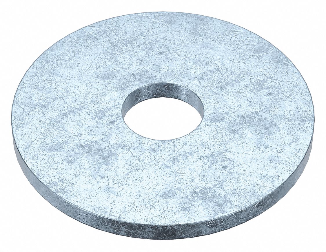 Fender Washer: Case Hardened, Zinc Plated, Steel, #10 Screw Sz, 0.203 in In Dia, 50 PK
