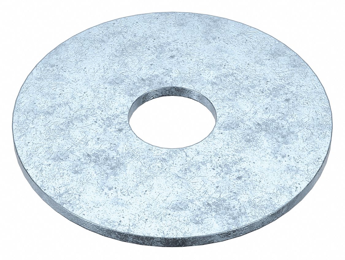 Large O.D. Oversized Washer: Case Hardened, Zinc Plated, Steel, 5/16 in Screw Sz, 50 PK
