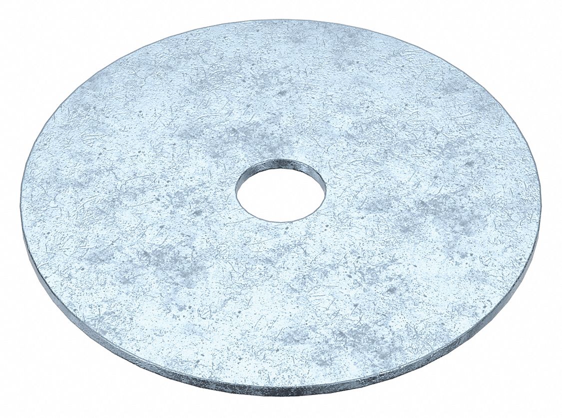 Large O.D. Oversized Washer: Case Hardened, Zinc Plated, Steel, 5/16 in Screw Sz, 50 PK