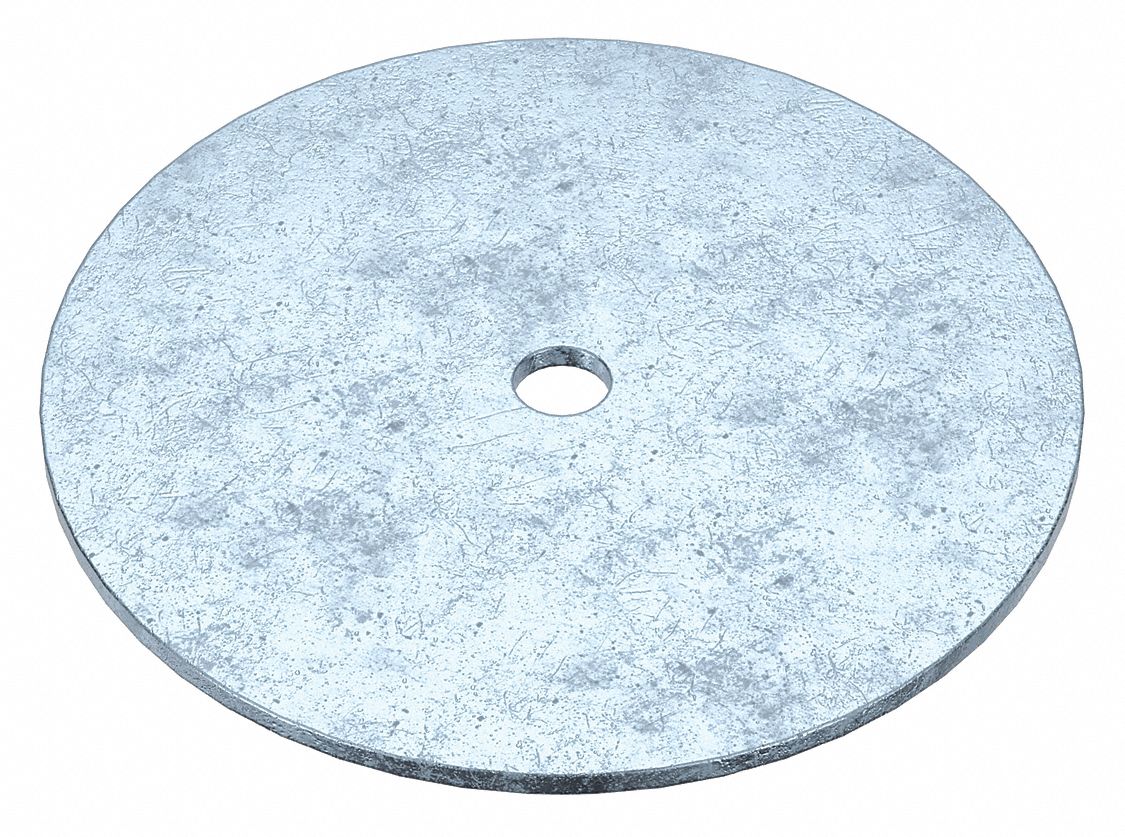 Large O.D. Oversized Washer: Case Hardened, Zinc Plated, Steel, 1/4 in Screw Sz, 3 in Out Dia, 5 PK