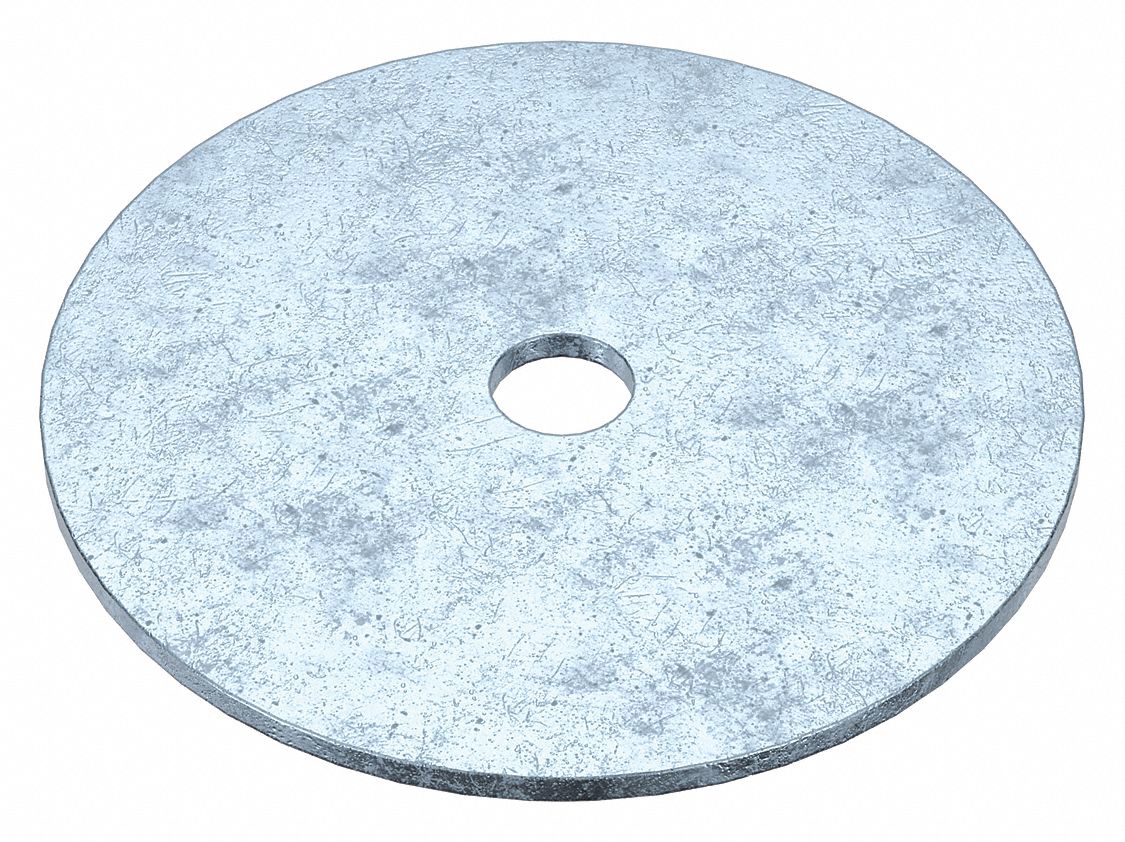 Large O.D. Oversized Washer: Case Hardened, Zinc Plated, Steel, 5/16 in Screw Sz, 5 PK