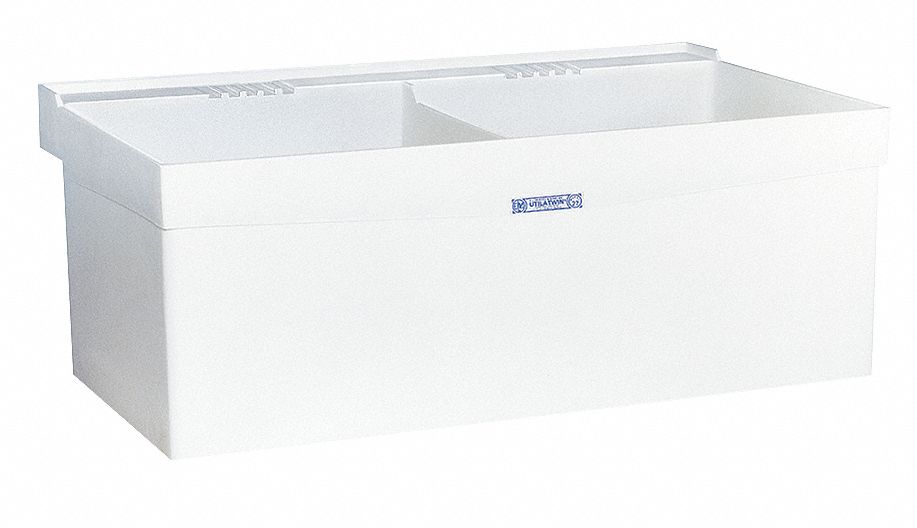 LAUNDRY TUB: 4 IN, 8 IN, E. L. MUSTEE, POLYPROPYLENE, WHITE, 24 IN X 40 IN BOWL SIZE