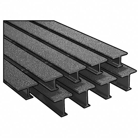 Dark Gray Grating, Pedestrian Pultruded, 10 ft. Span, Grit-Top Surface ...