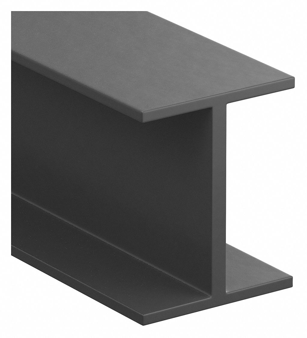 Fiberglass W-Beam: W-Beam, 6 in Ht, 3/8 in Thick, 6 in Wd, Dark Gray, 10 ft Lg, Dynaform®