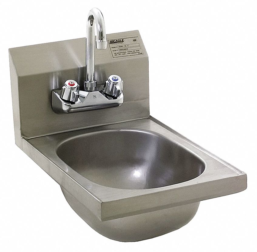 EAGLE GROUP Stainless Steel Hand Sink, With Faucet, Wall Mounting Type ...