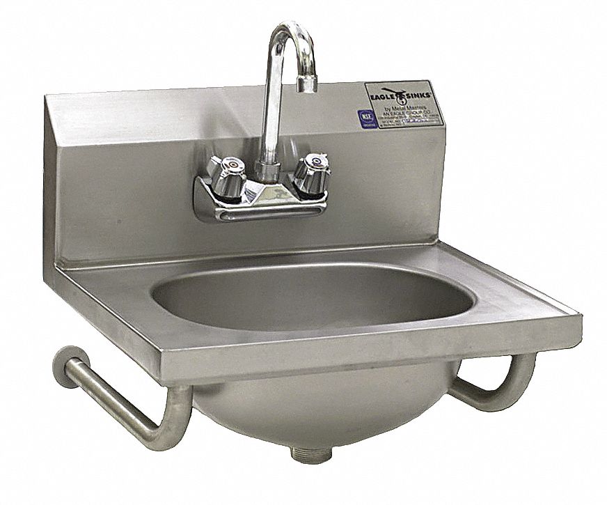 Stainless Steel Hand Sink With Faucet Wall Mounting Type Silver
