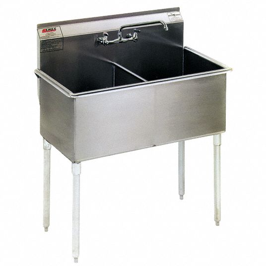 Stainless Steel Utility Sinks, 2-Compartment