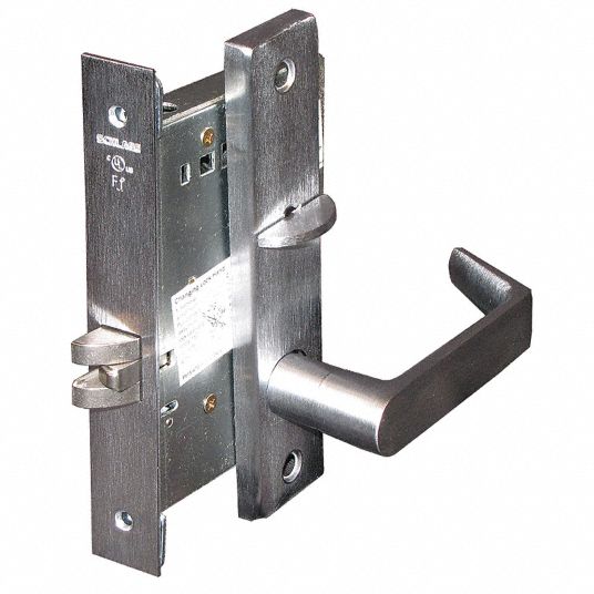 SCHLAGE Heavy Duty Mortise Lockset, Mechanical, Keyed Different, Satin
