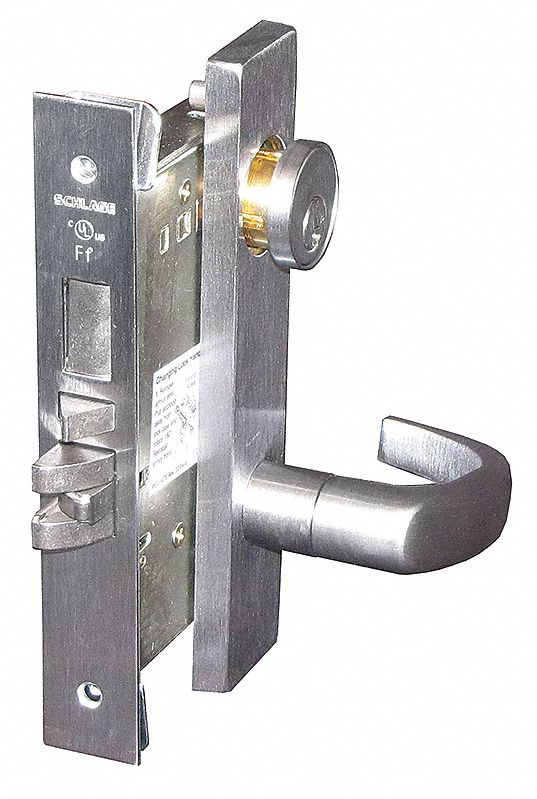 Heavy Duty Mortise Lockset, Mechanical, Keyed Different, Satin Chrome