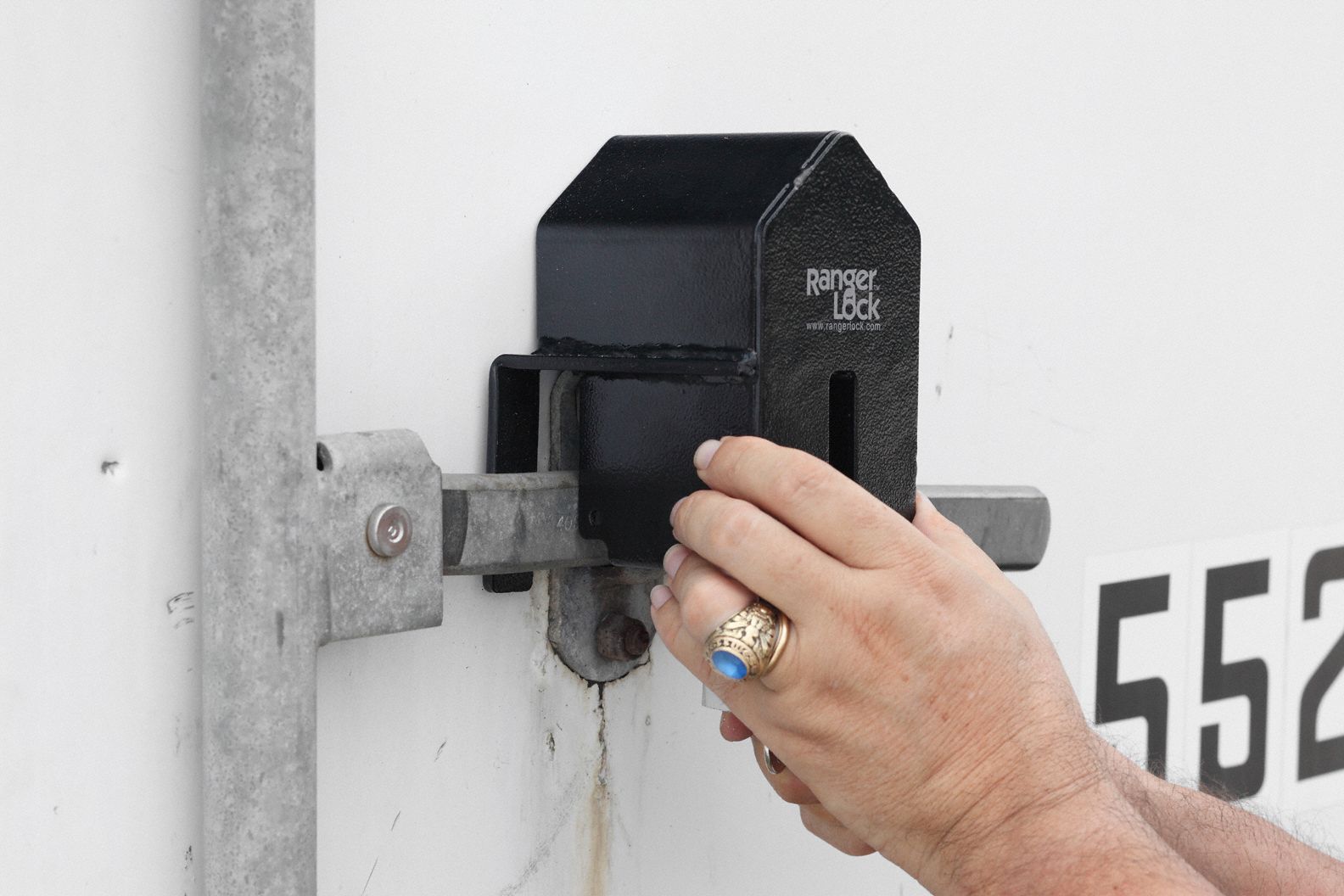 RANGER LOCK Padlock Guard with Lock 5 in Guard Lg, 6 1/2 in Guard Wd