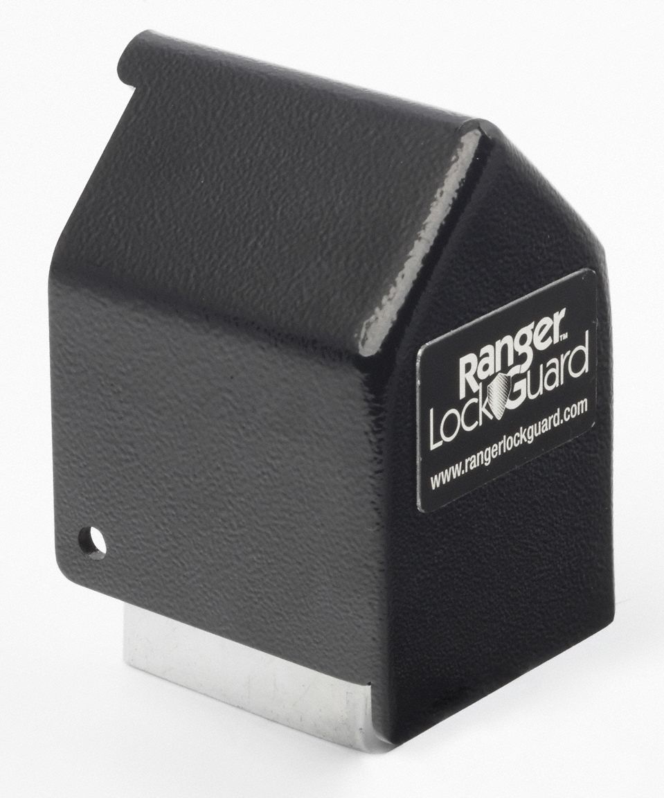RANGER LOCK Hardened Steel Standard Lock Padlock Guard, 3 1/2 inH x 2 1/4 inW x 2 3/4 inL, Black
