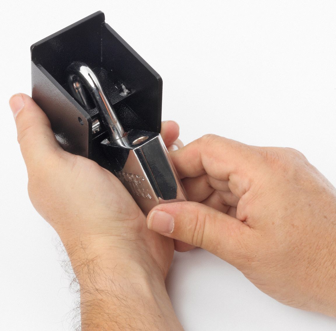 RANGER LOCK Padlock Guard with Lock 2 3/4 in Guard Lg, 2 1/4 in Guard