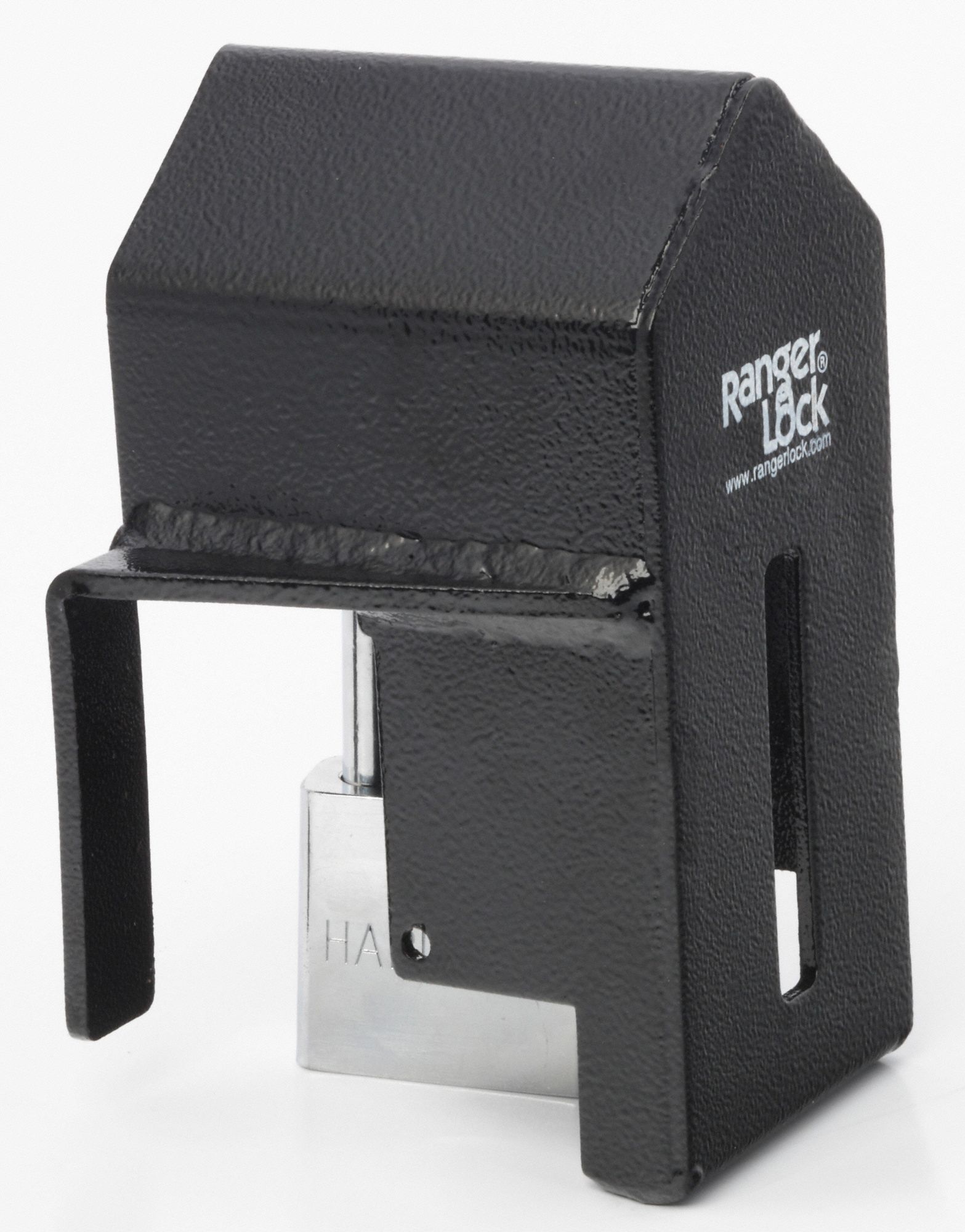 RANGER LOCK Padlock Guard with Lock, Hardened Steel, 7 in, 5 in, 4 in