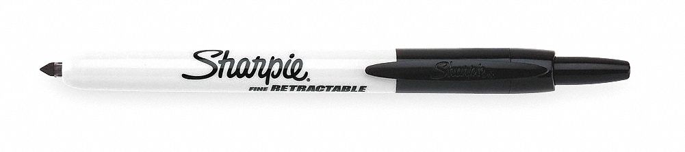 Permanent Marker: Black, Retractable, Fine, Permanent Ink, Single Tips, Std, 2 PK