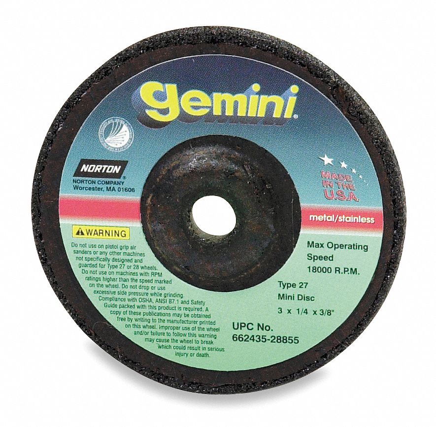 DEPRESSED CENTER GRINDING WHEEL,4 IN DIA