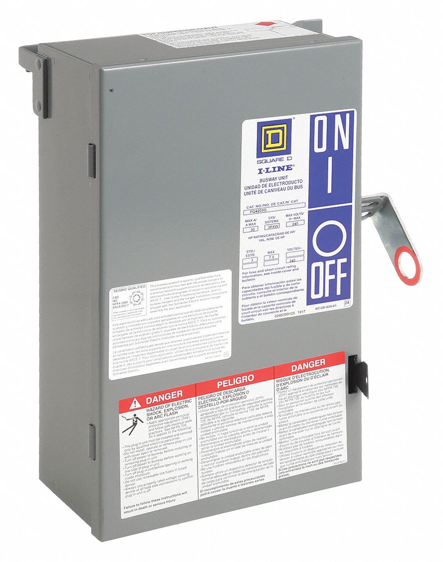 Busway Plug In Unit: Fusible, 30 A Amps, 120/208/240V AC, PQ, H/K/R