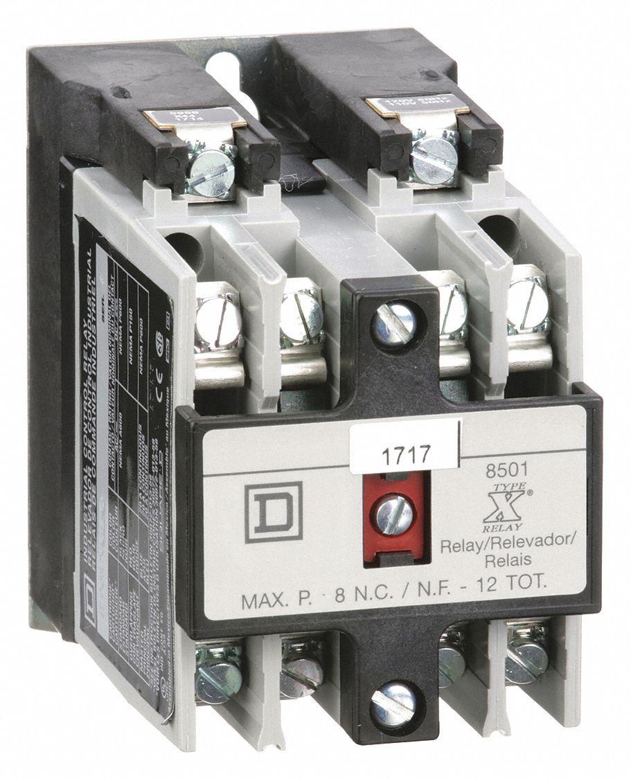 SQUARE D NEMA Style Control Relay, 120V AC, 10A 120/240/480/600V, 5A
