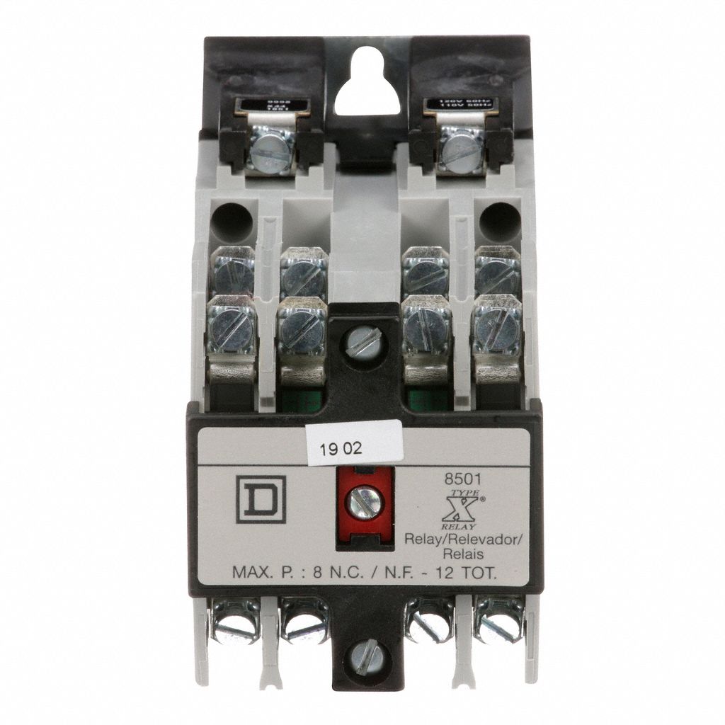 SQUARE D NEMA Control Relay: 120V AC, (6) SPST-NO, Surface - 4B528 ...