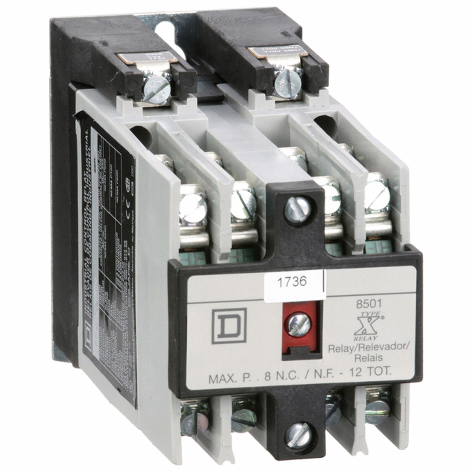 NEMA CONTROL RELAY, 120V AC, 10 A, 8NO CONTACT FORM