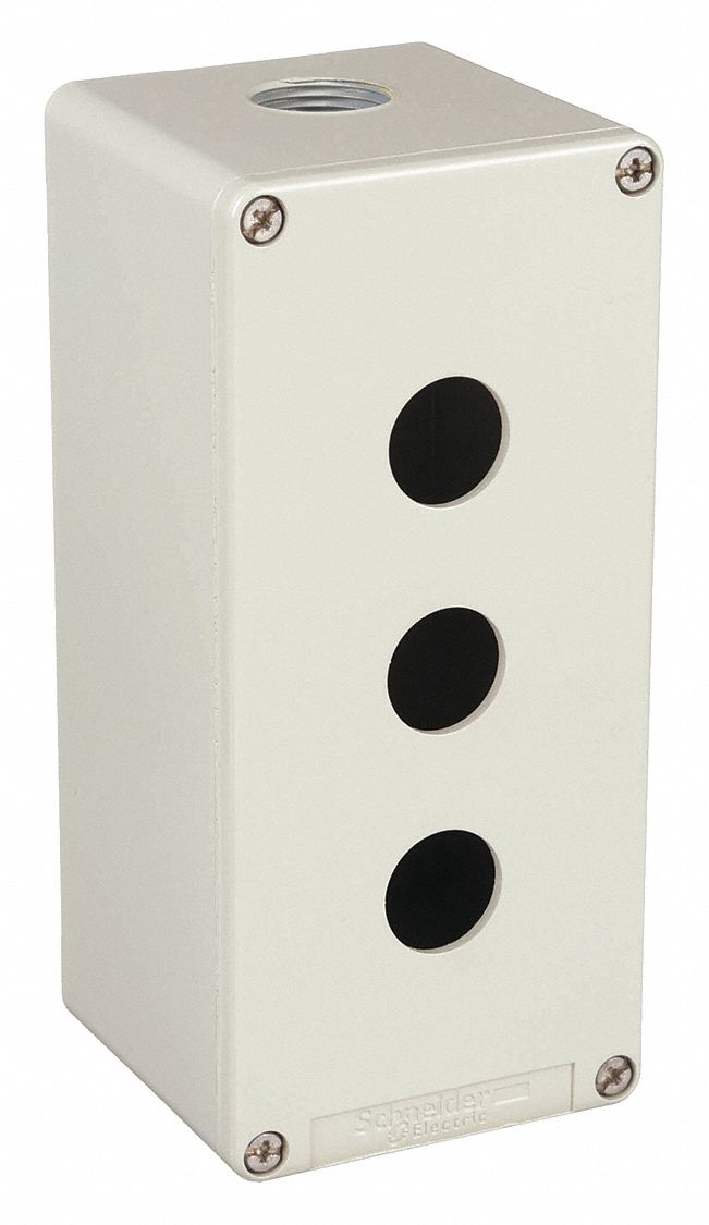 PUSH BUTTON ENCLOSURE,6.90 IN D,3 HOLES