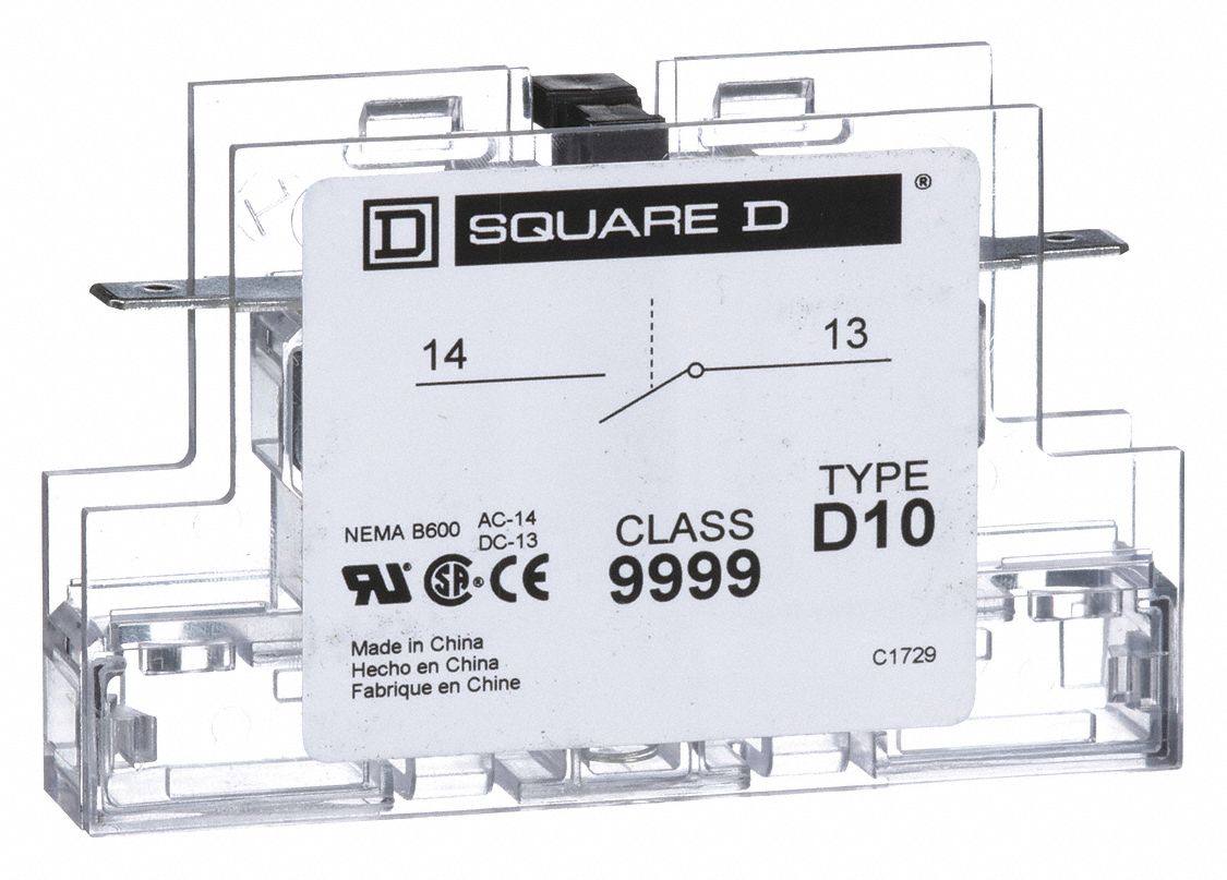 SQUARE D 08086 AUXILIARY CONTACT FOR 8910 DPA CONTACTOR,TYPE D10,CLASS 9999 