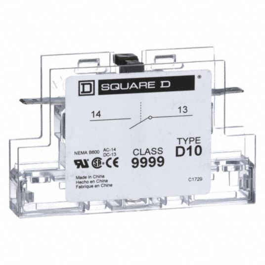 SQUARE D Auxiliary Contact Auxiliary Contact, 5 A, Screw, 0 NC Aux